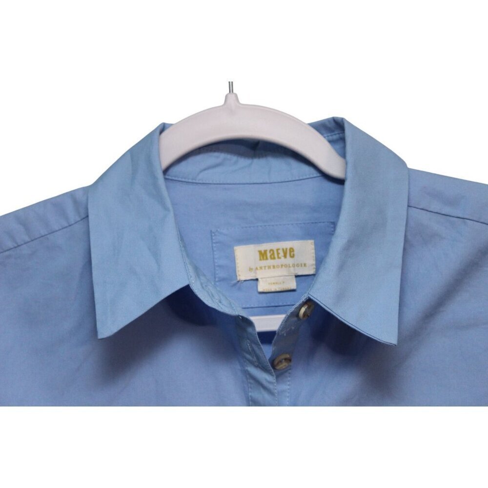 Anthropologie Maeve Shirt Dress XS Petite Blue Midi Long Sleeve Preppy Casual - Picture 6 of 14